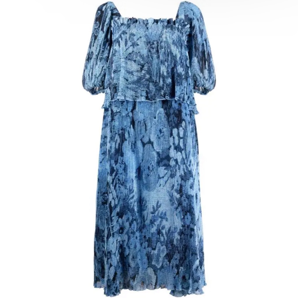 Ganni Floral-Print Tiered Dress